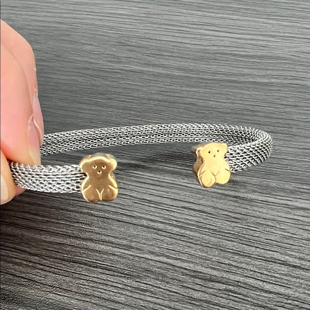 Tous Silver Mesh Bracelet with Gold Accents - Picture 3 of 7